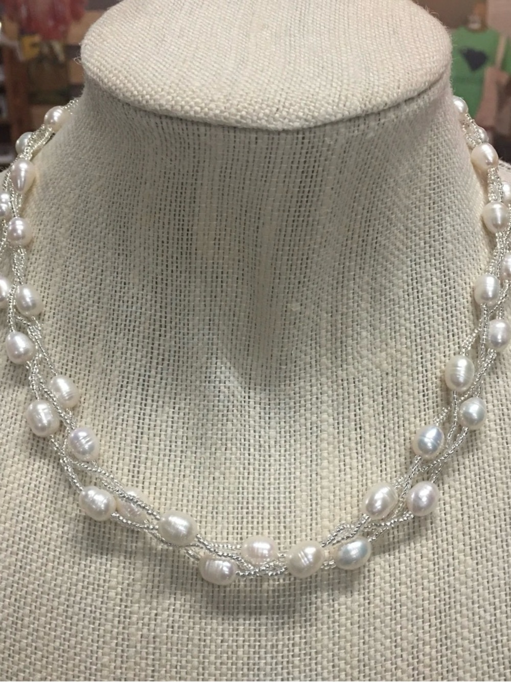White Freshwater Pearl Multi-Strand Necklace